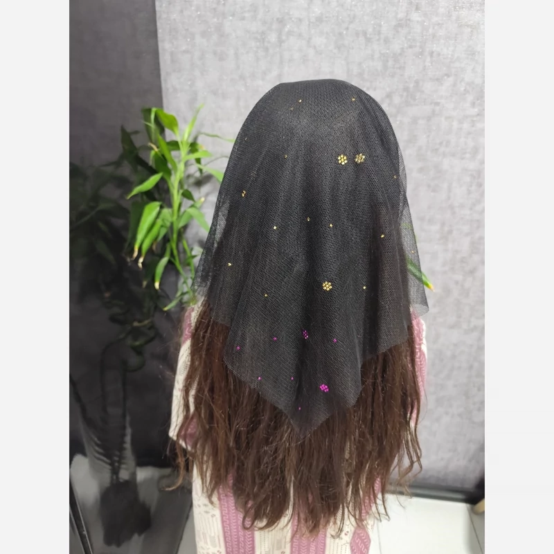 مینی اسکارف مجلسی خوسی حاشیه صورتی